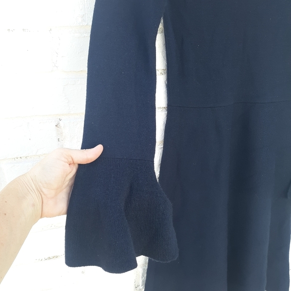 Ann Taylor Dress Bell Sleeve Fit and Flare Wool - Picture 2 of 6